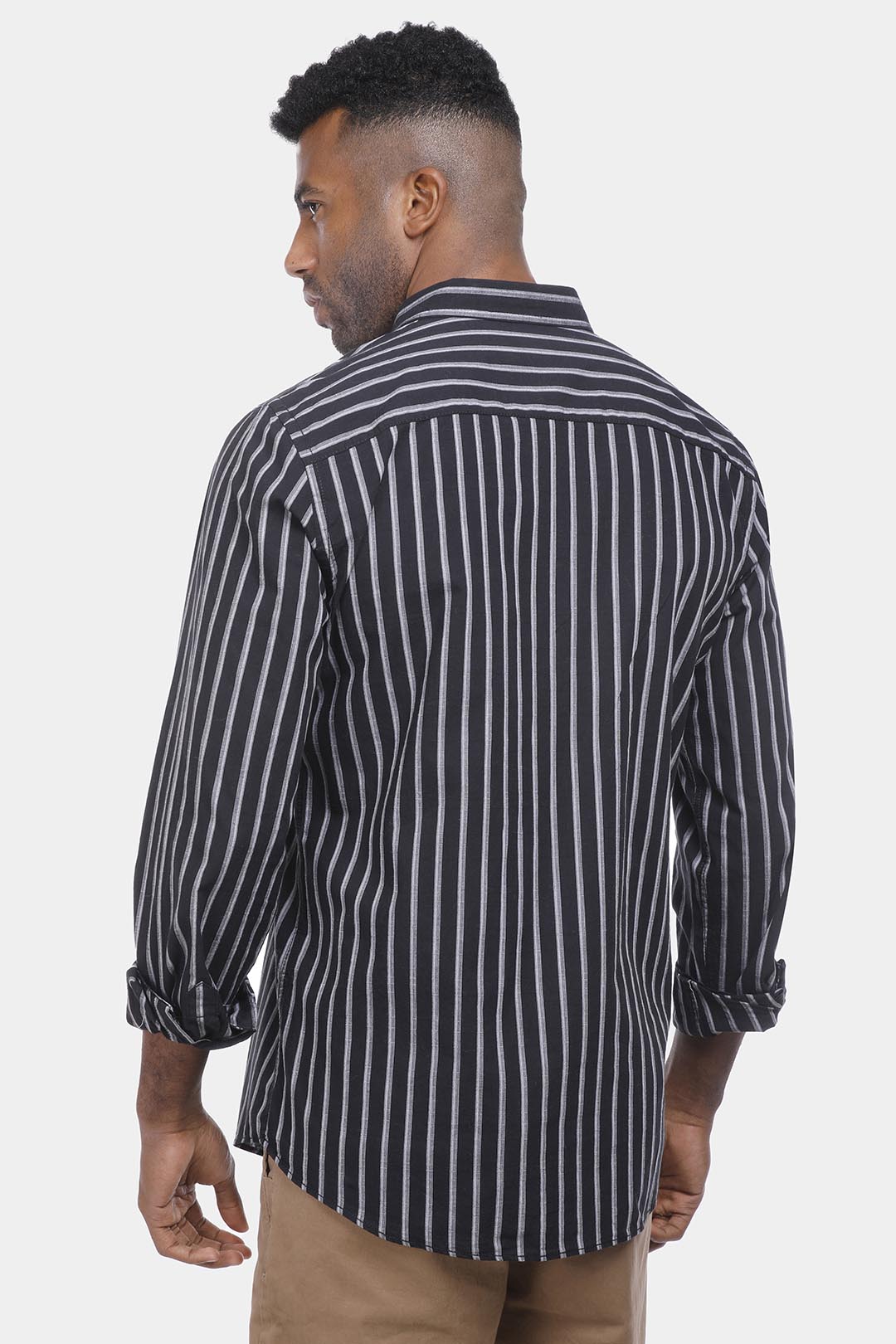 black striped slim fit shirt