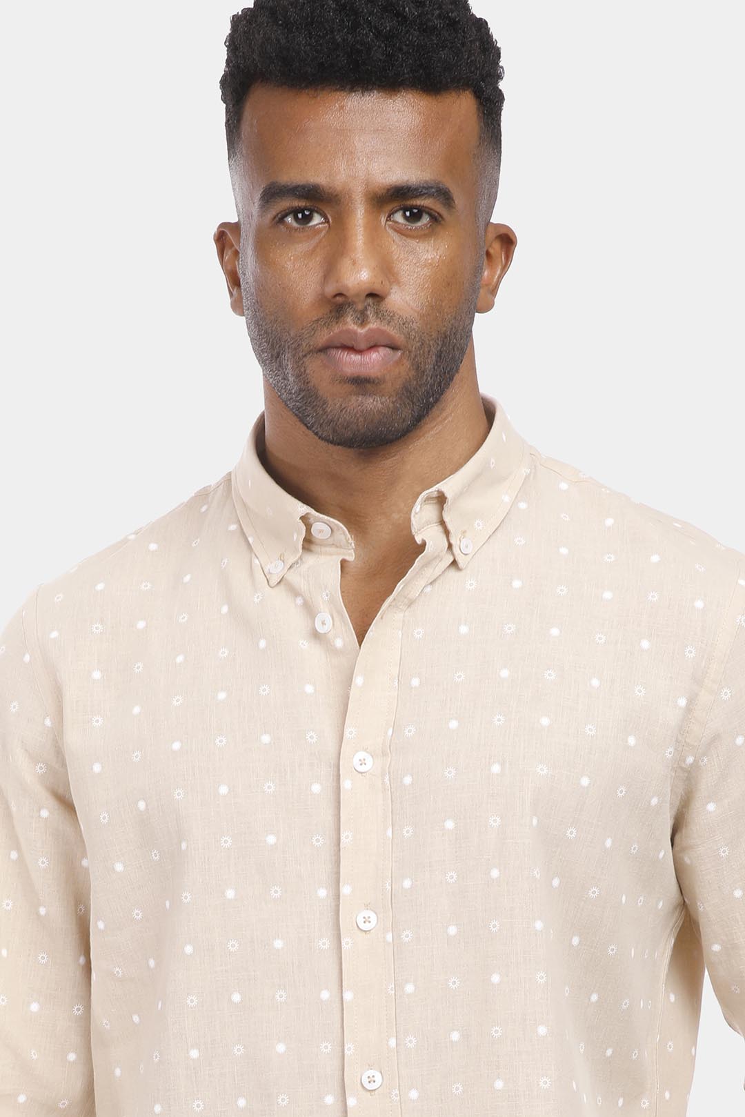 Beige Patterned Slim Fit Shirt