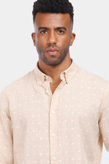 Beige Patterned Slim Fit Shirt