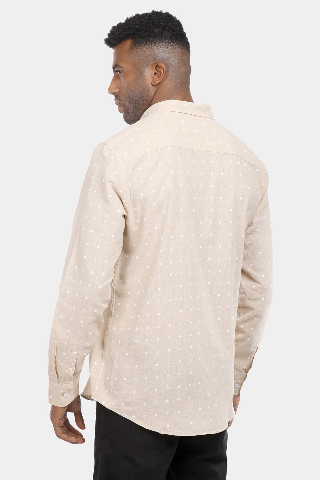 Beige Patterned Slim Fit Shirt