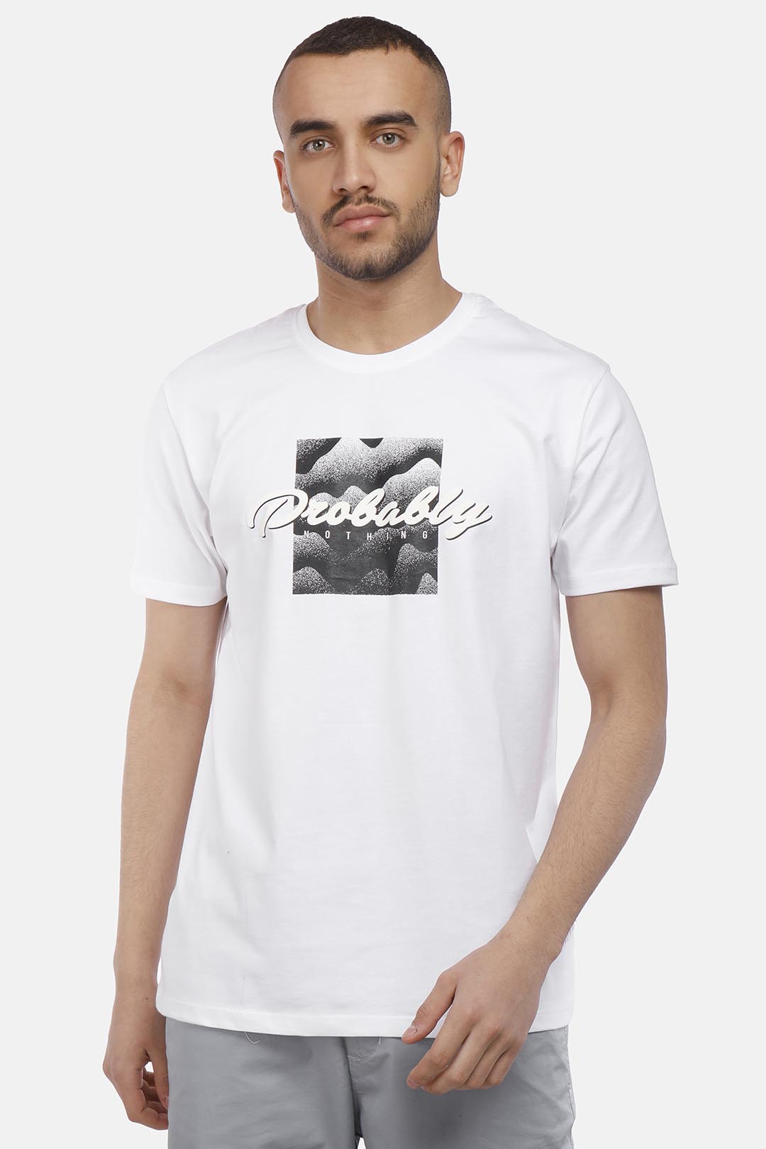 White Printed Crew Neck T-Shirt