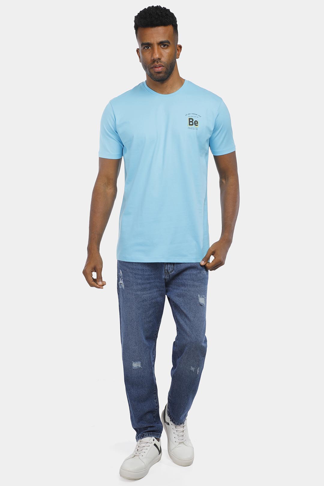 Aqua Printed Crew Neck T-Shirt