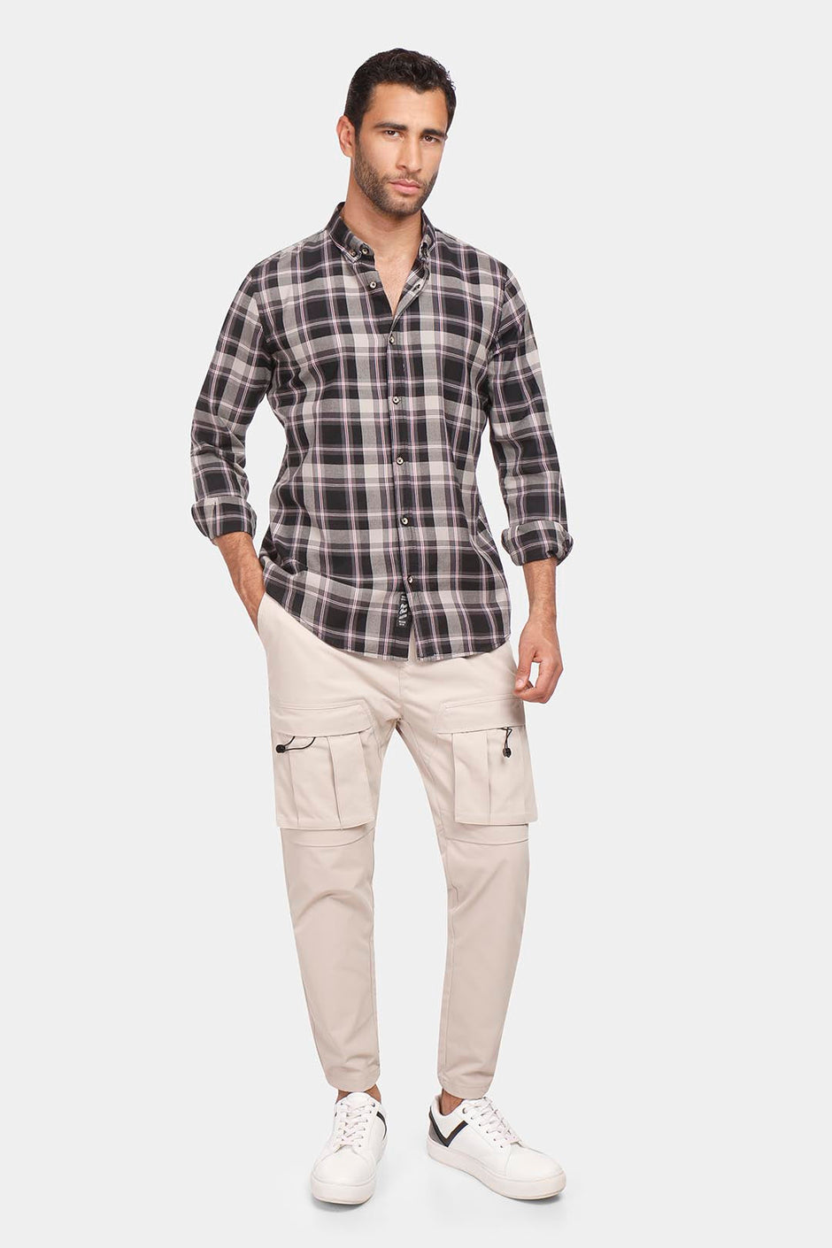 Grey Checked Slim Fit Shirt