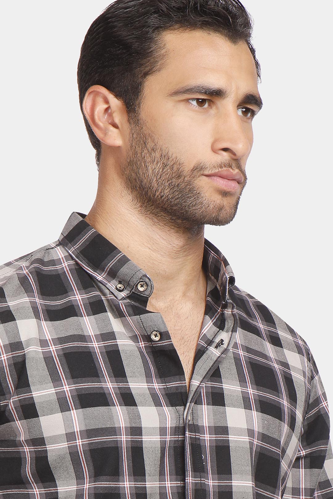 Grey Checked Slim Fit Shirt