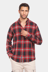  red Checked Slim Fit Shirt men