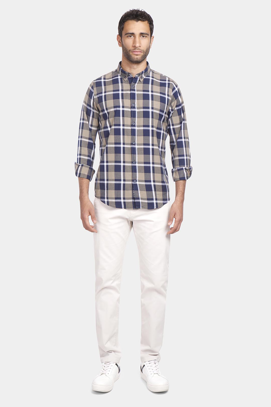 Coffee Checked Slim Fit Shirt