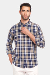 Coffee Checked Slim Fit Shirt