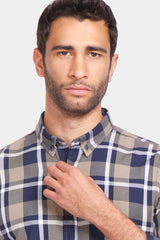 Coffee Checked Slim Fit Shirt