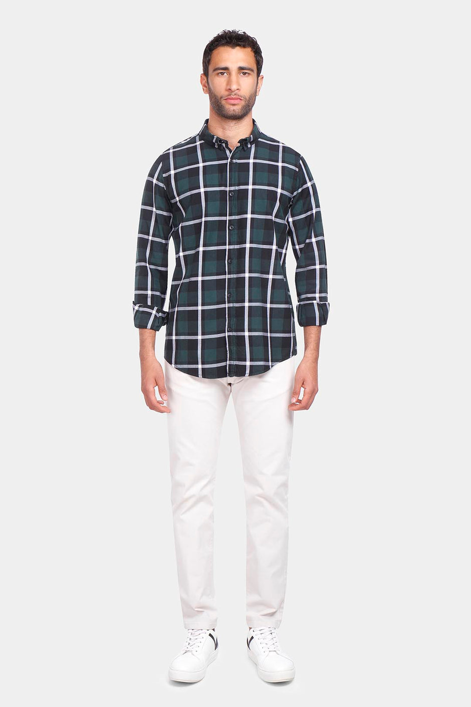 oily checked slim fit shirt