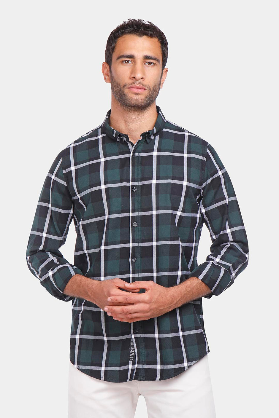 oily checked slim fit shirt