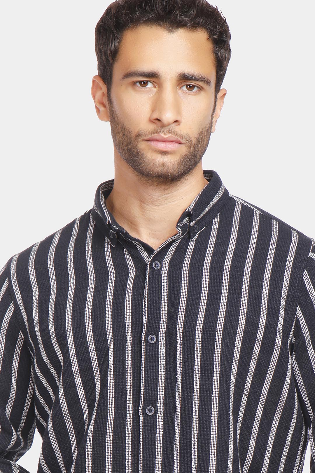 navy striped slim fit shirt