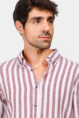 Beige Striped Slim Fit Shirt