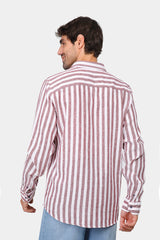 Beige Striped Slim Fit Shirt