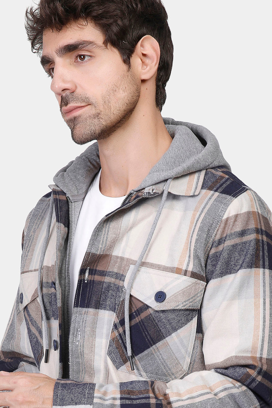 Checked Hoodie Overshirt