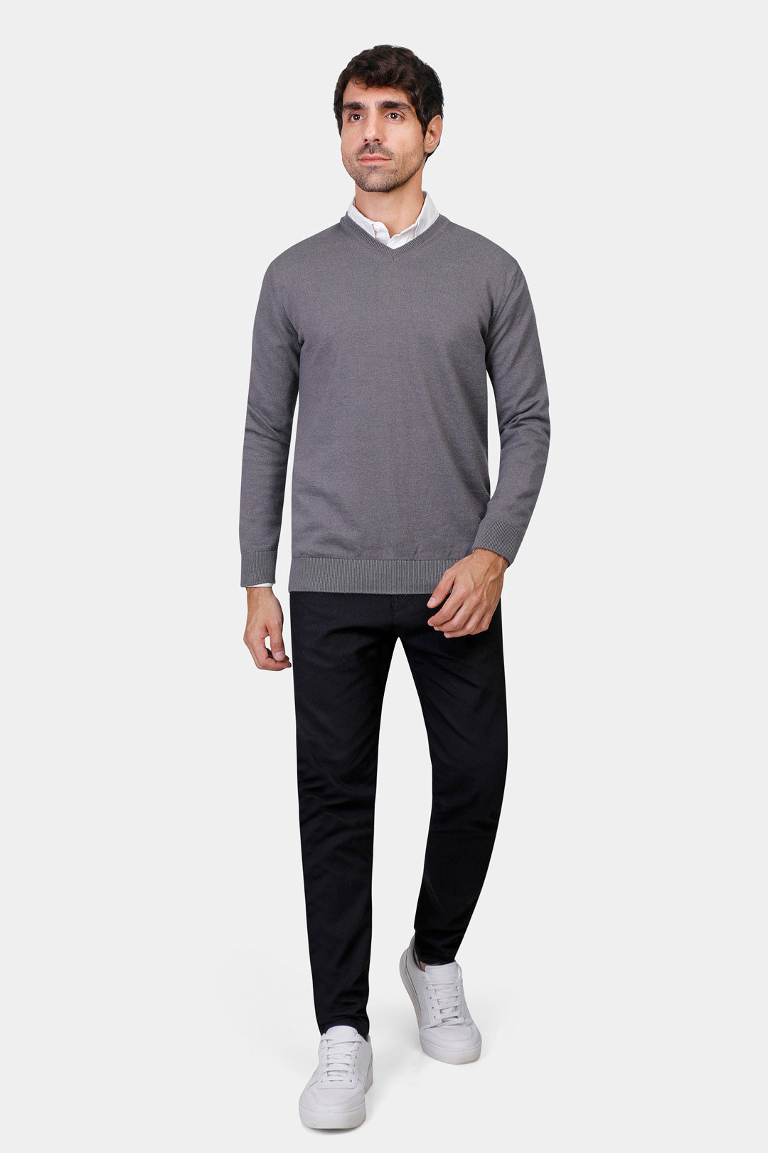 v neck slim fit pullover
