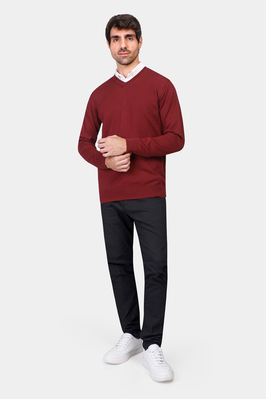 v neck slim fit pullover
