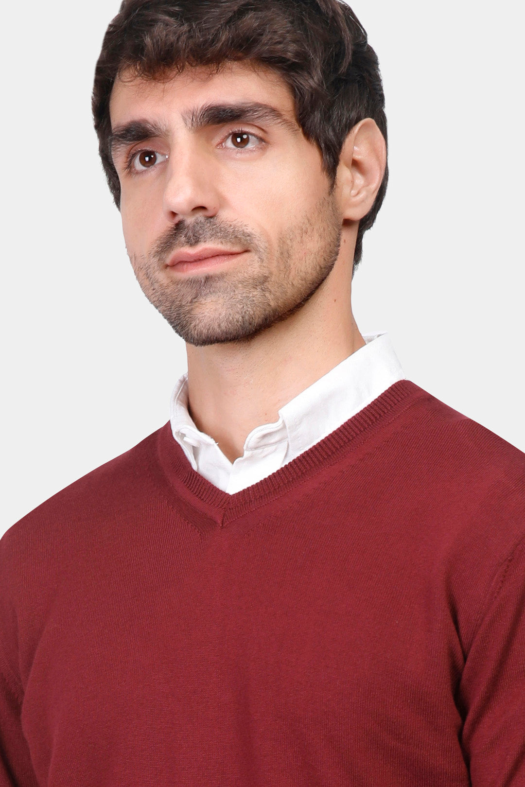 v neck slim fit pullover