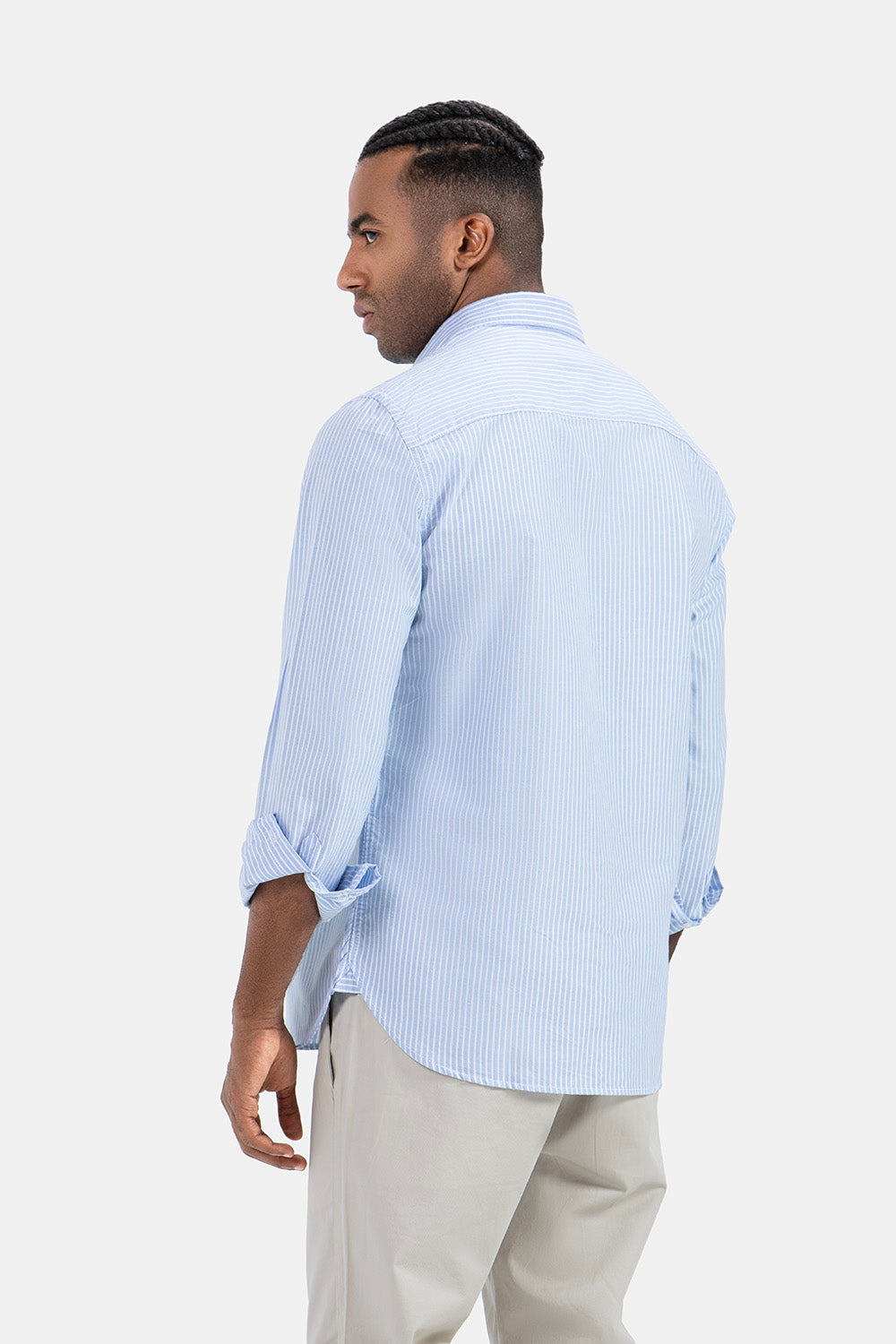 Sky Blue Striped Slim Fit Shirt