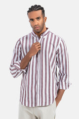 Burgundy Striped Slim Fit Shirt