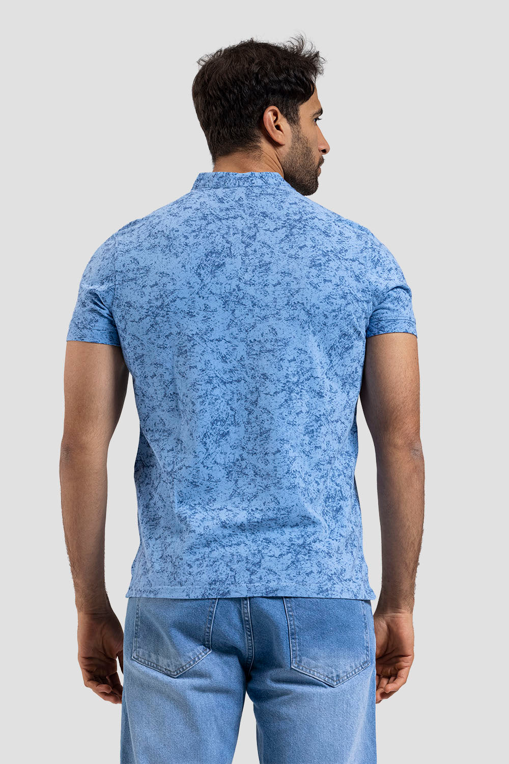 Slim Fit Mandarin Collar Polo Shirt