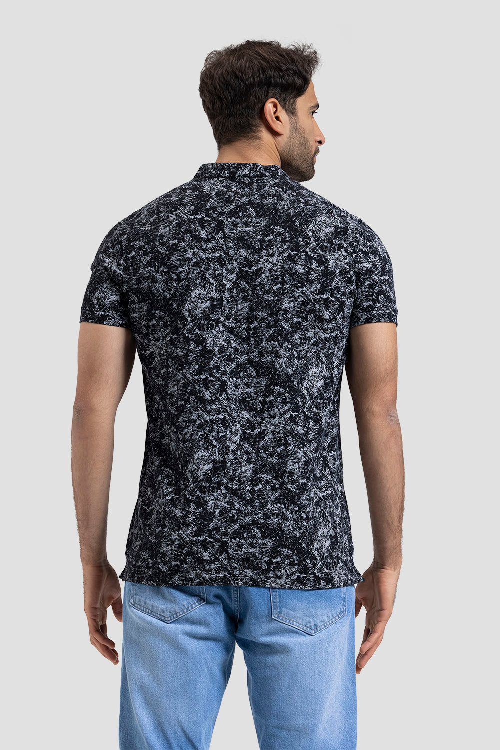 Slim Fit Mandarin Collar Polo Shirt