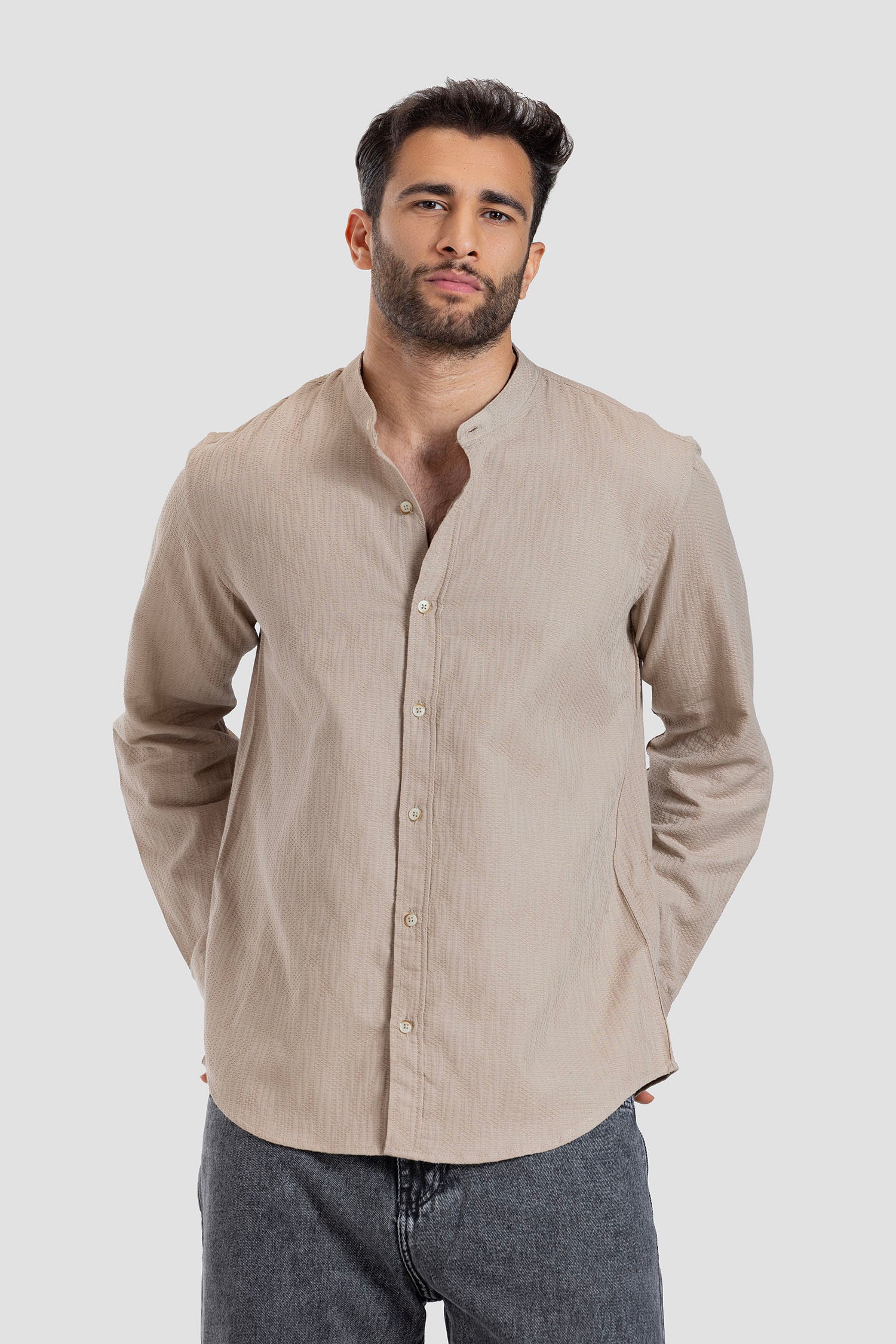 Mandarin collar Slim Fit Shirt