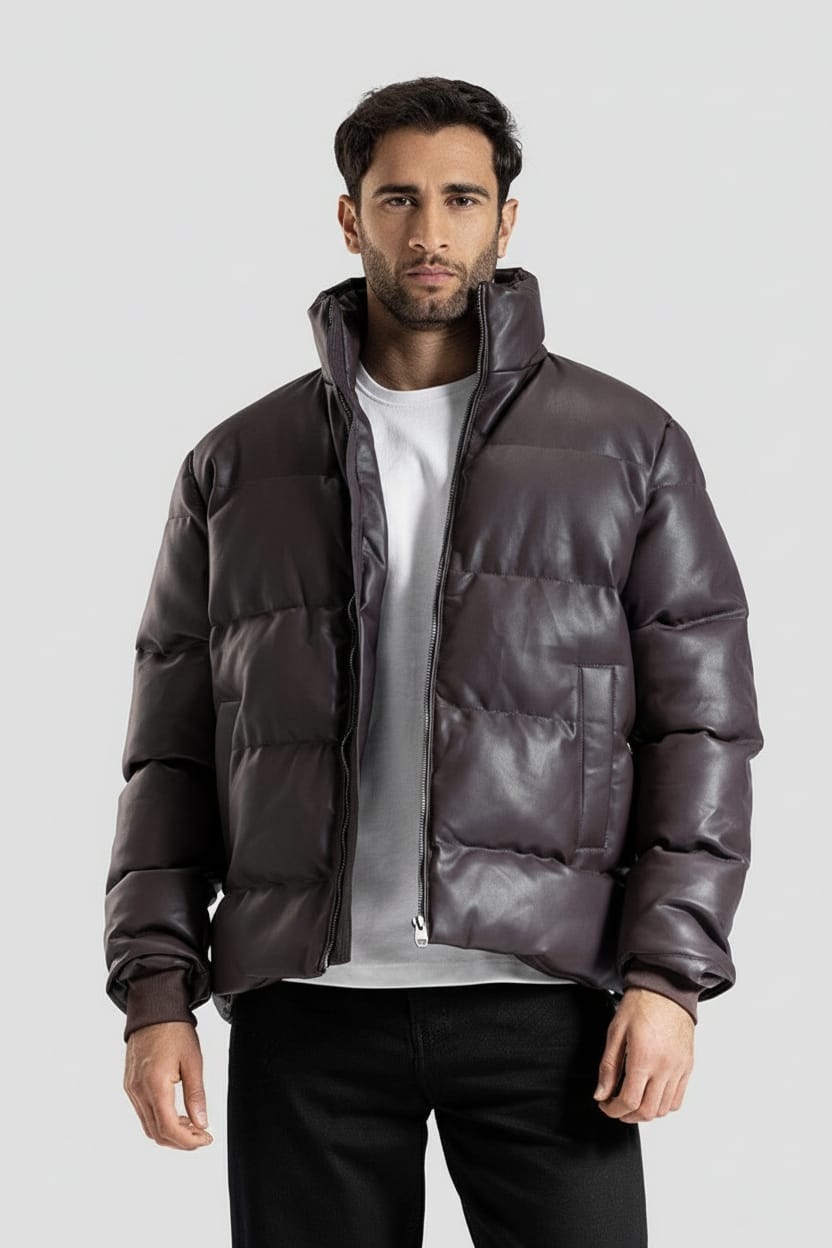 Leather Puffer Jacket