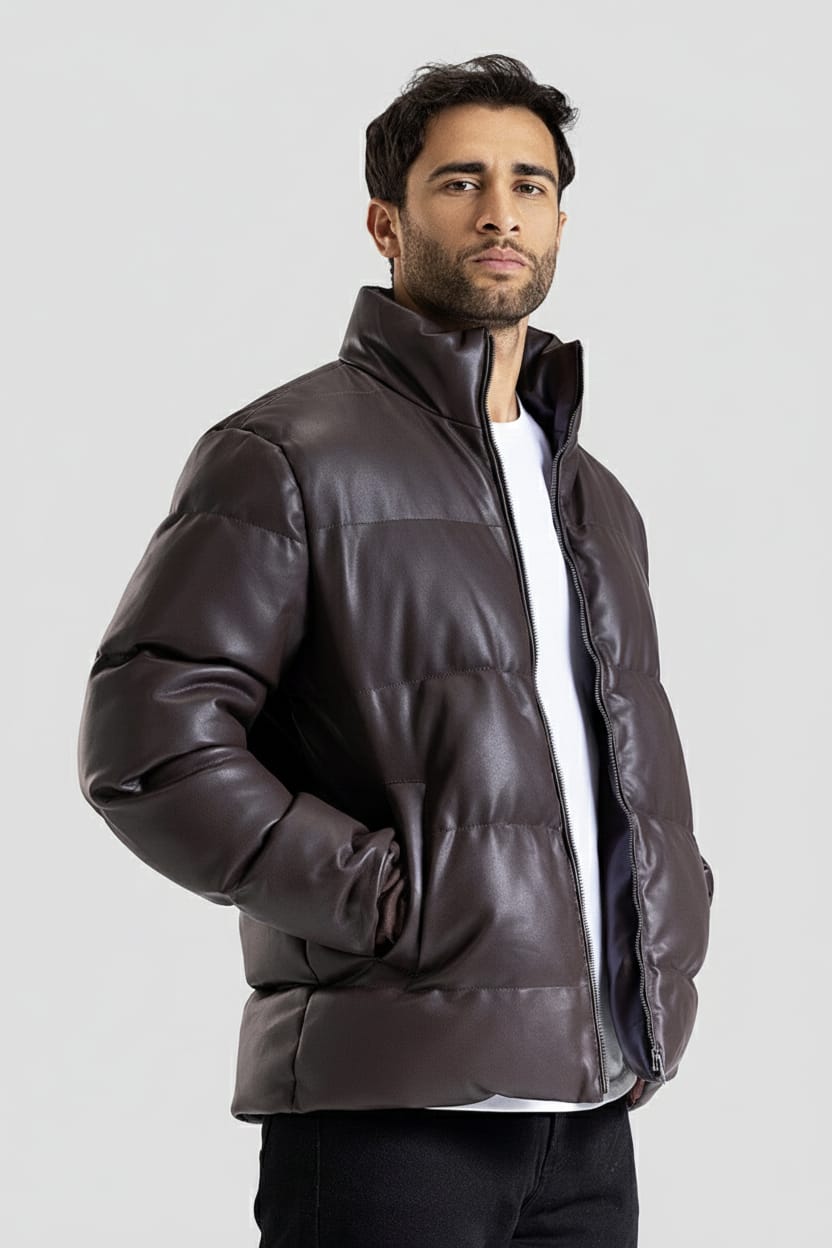 Leather Puffer Jacket