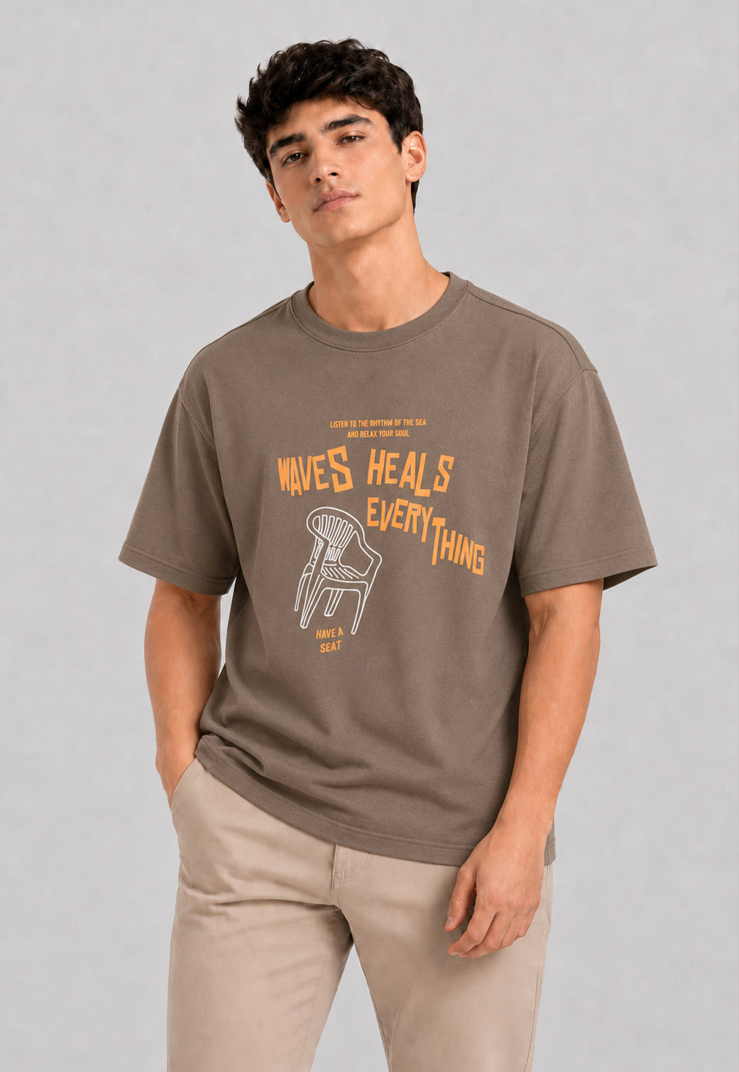 Crew Neck Over Size Printed T-shirt
