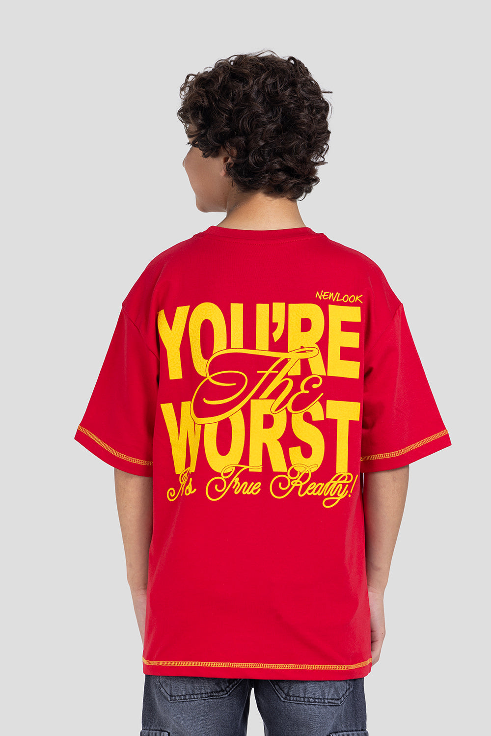 red over size crew neck t-shirt