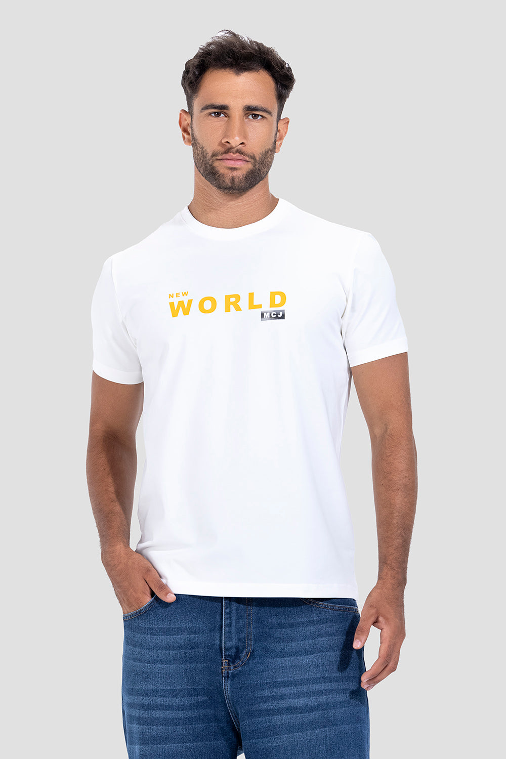 Yellow Printed Crew Neck T-Shirt