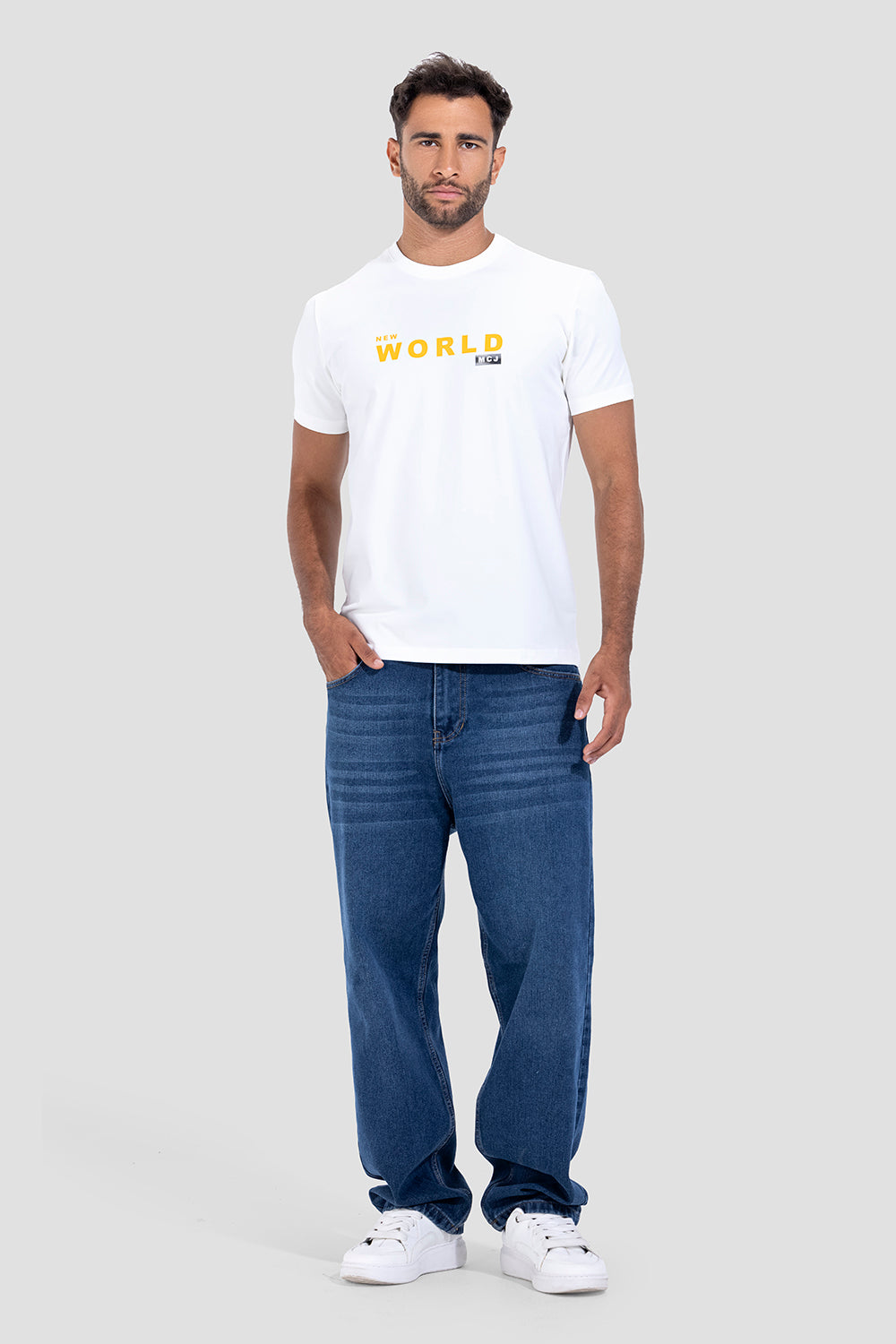 Yellow Printed Crew Neck T-Shirt