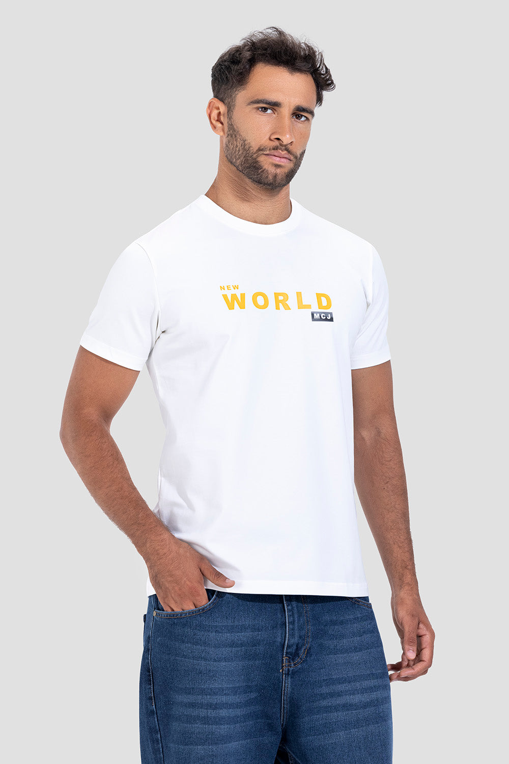 Yellow Printed Crew Neck T-Shirt