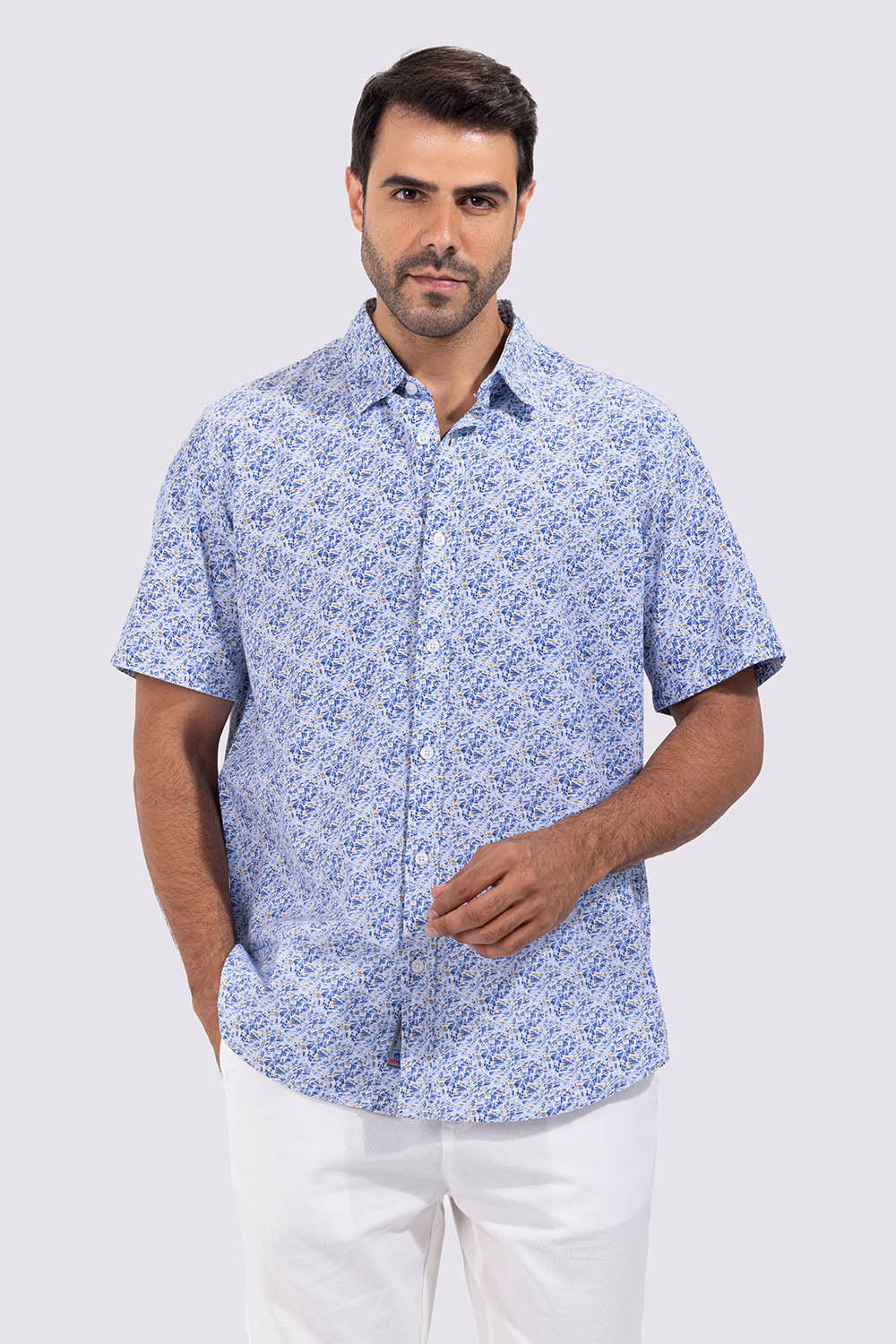 Slim Fit Pattern Short Sleeve Shirt