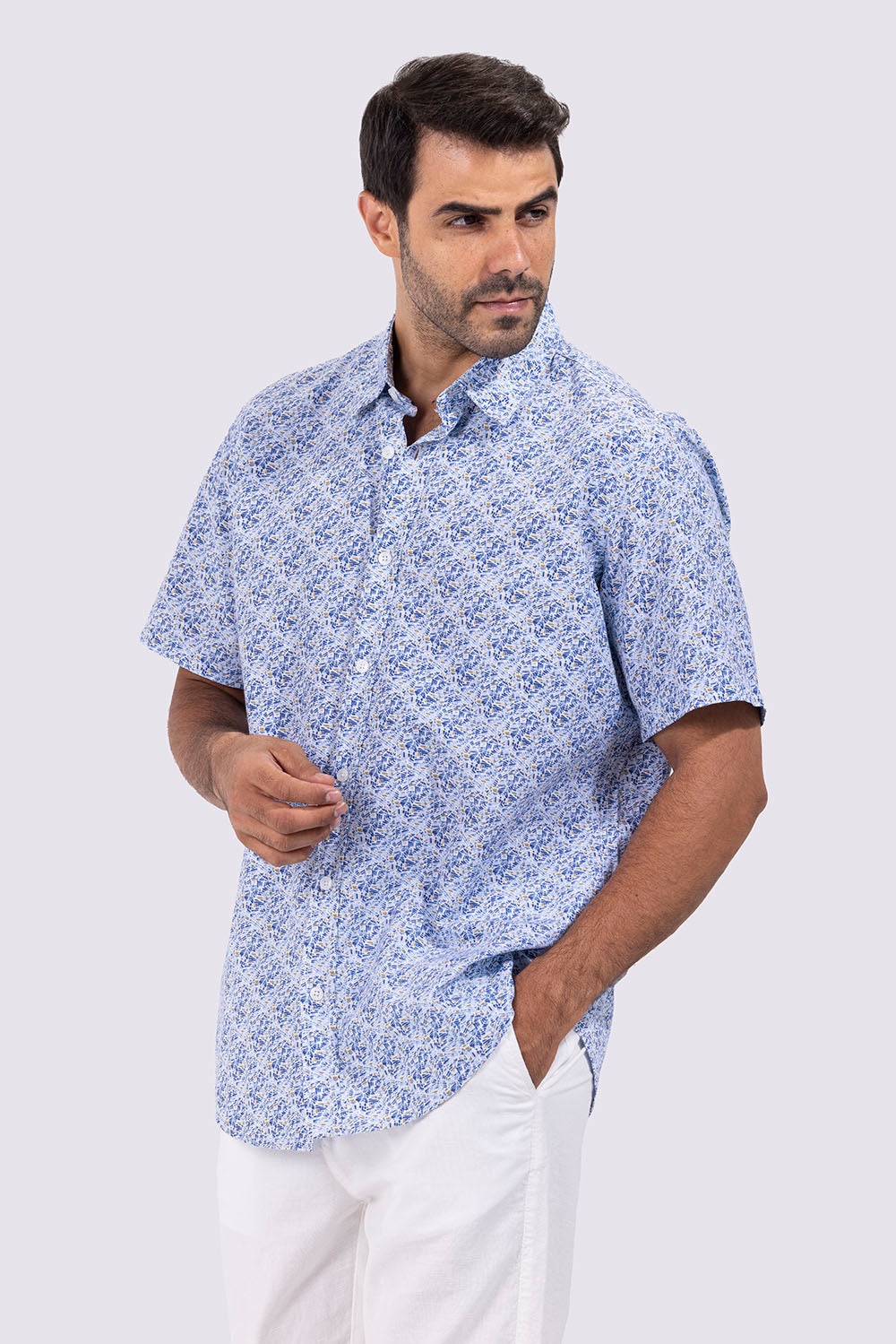 Slim Fit Pattern Short Sleeve Shirt