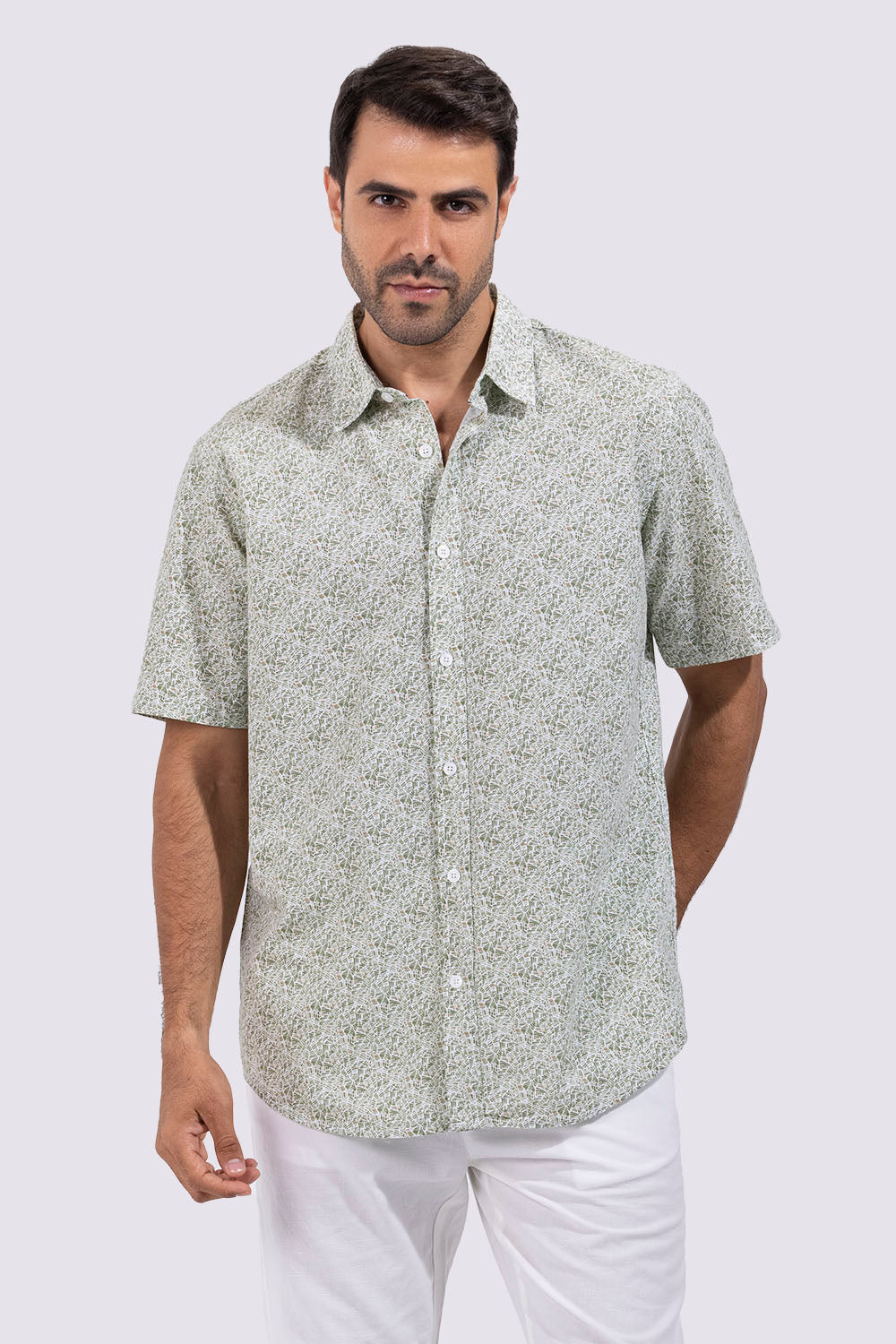 Slim Fit Pattern Short Sleeve Shirt