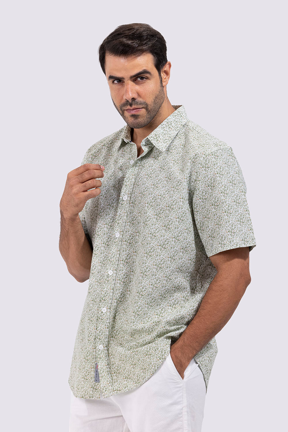Slim Fit Pattern Short Sleeve Shirt