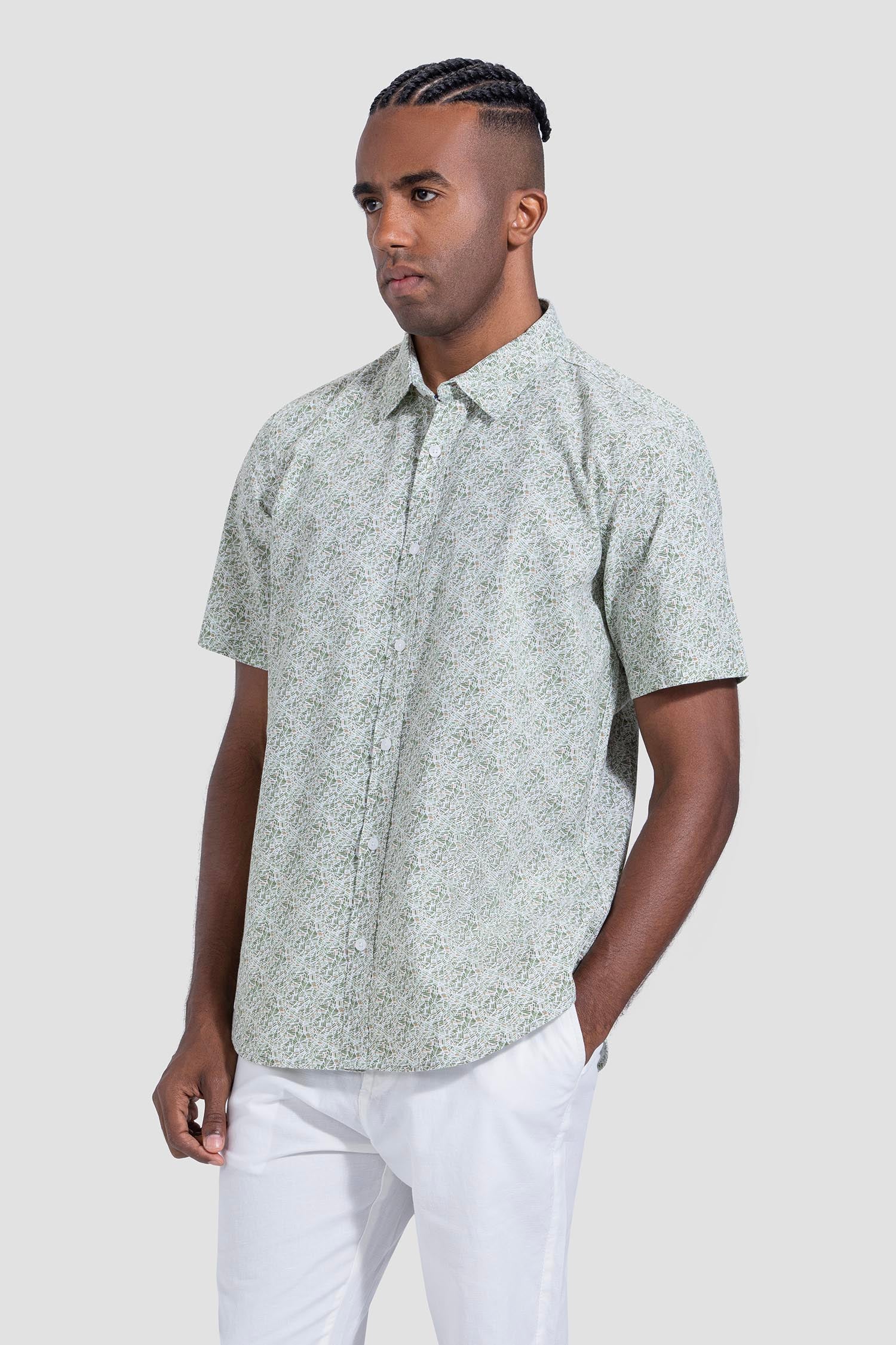Slim Fit Pattern Short Sleeve Shirt