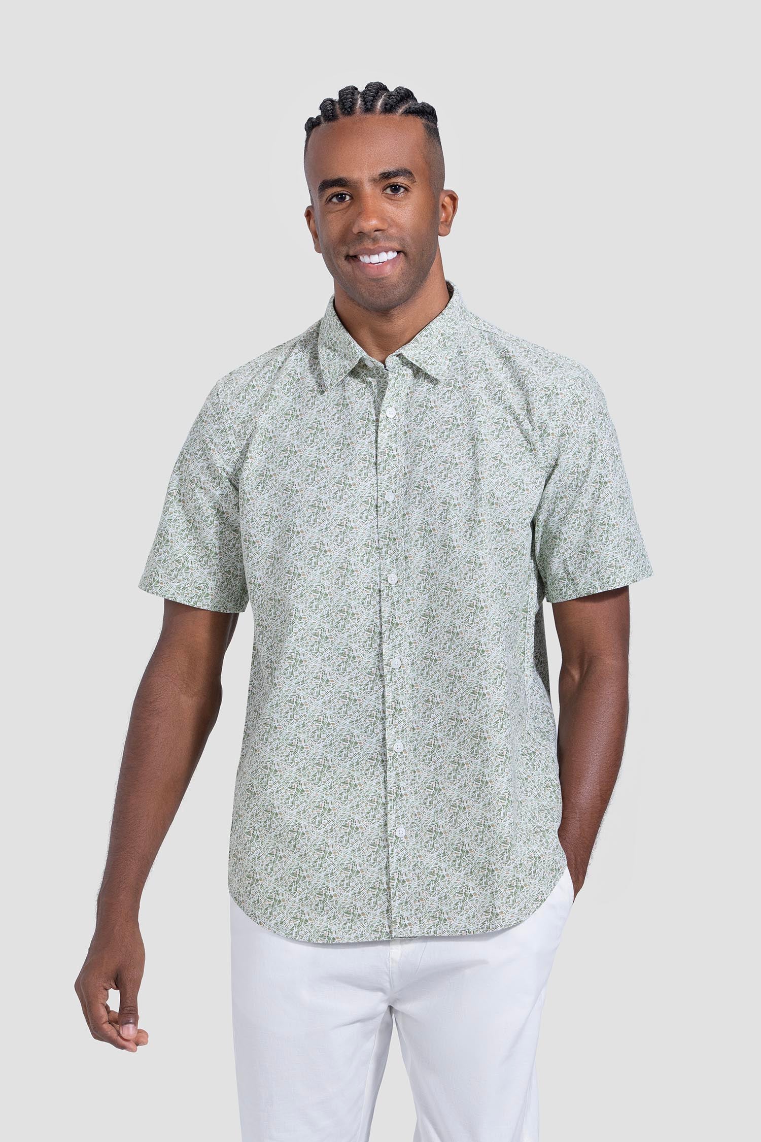 Slim Fit Pattern Short Sleeve Shirt