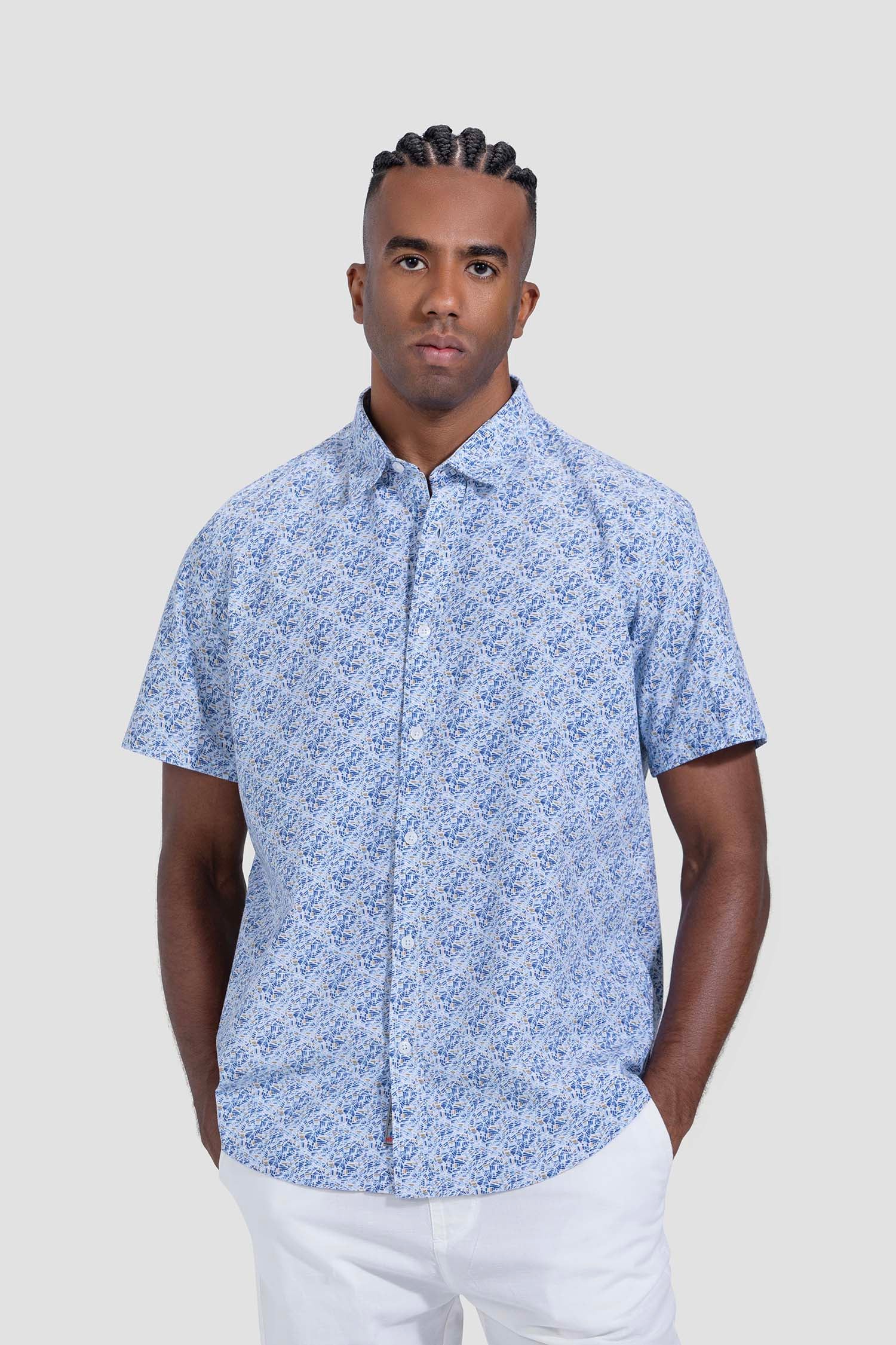 Slim Fit Pattern Short Sleeve Shirt