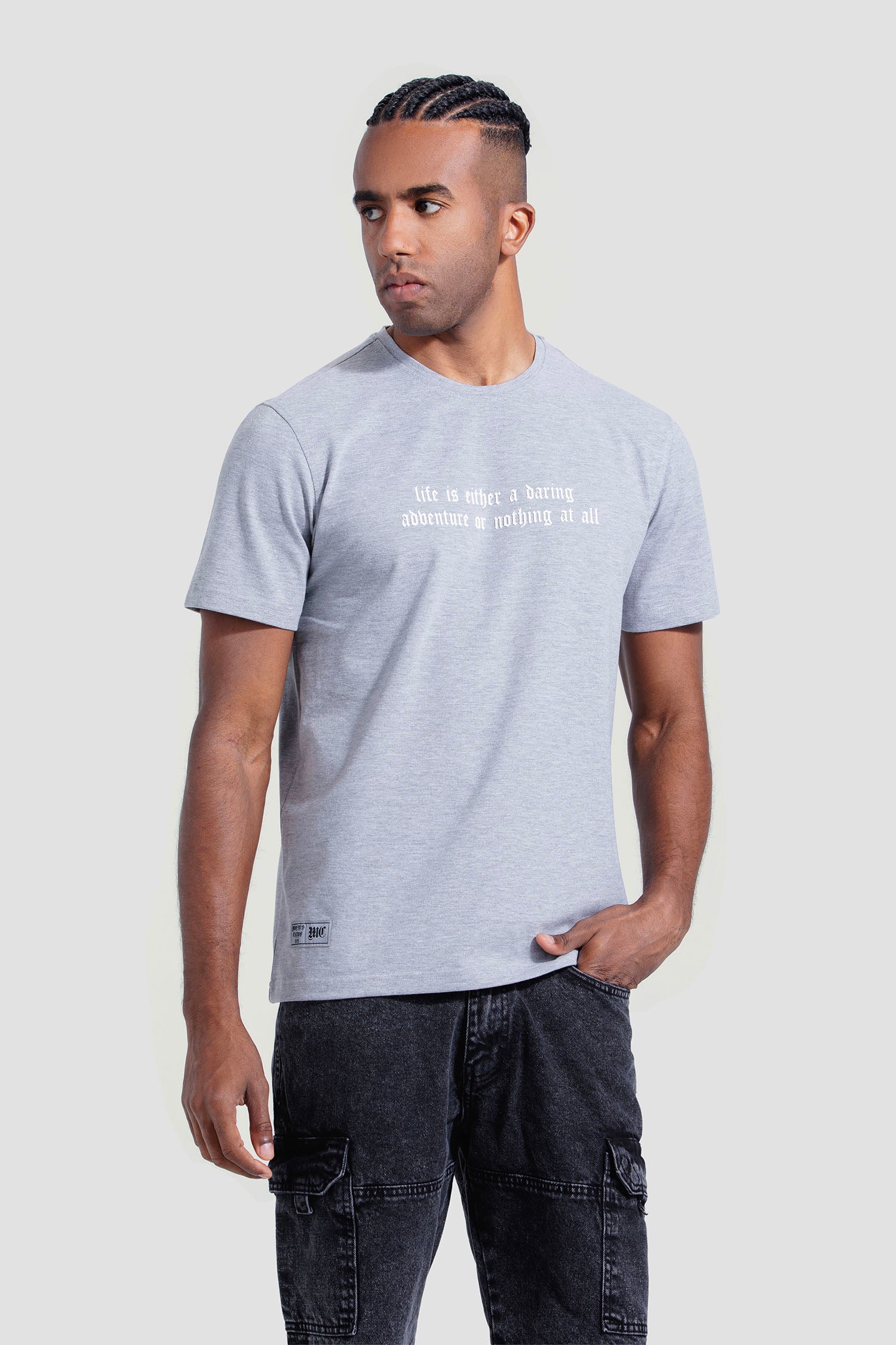 Navy Printed Crew Neck T-Shirt