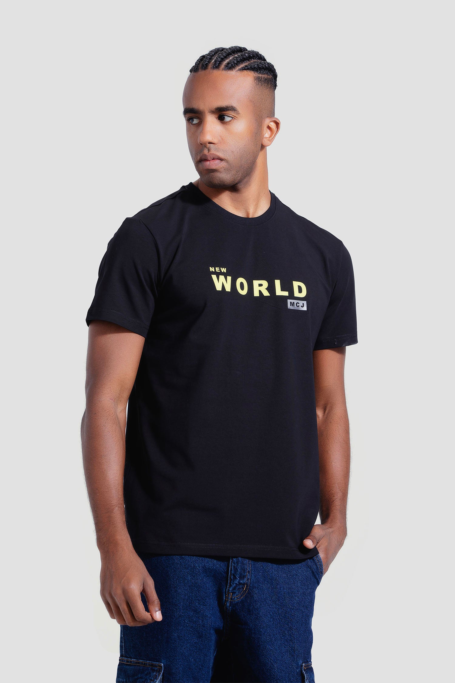 Yellow Printed Crew Neck T-Shirt