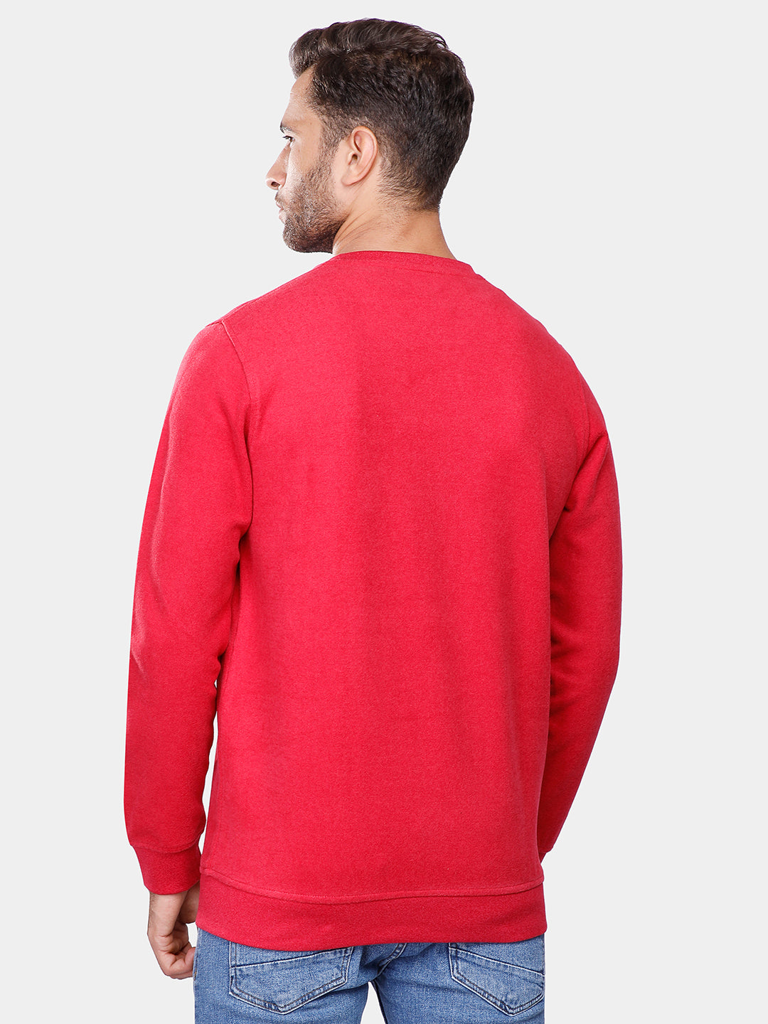 Red  Basic V Neck Sweatshirt