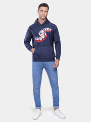 Navy Printed  Hoodie Sweatshirt