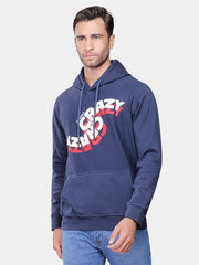 Navy Printed  Hoodie Sweatshirt