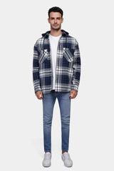 Navy Hoodie Over Size Flannel Shirt