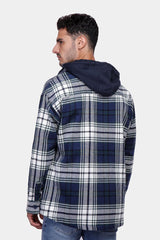 Navy Hoodie Over Size Flannel Shirt